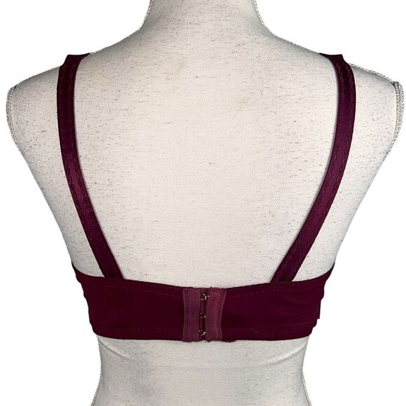 Emily Johnson Wine Colored Bra 34 D Lace Underwire Padded Cup - Picture 2 of 10